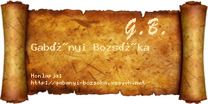 Gabányi Bozsóka névjegykártya